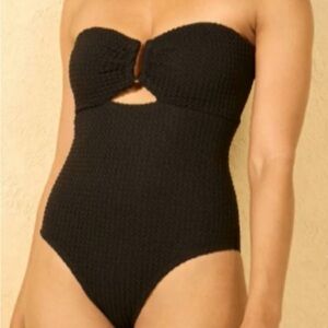 Black Strapless One Piece Swimsuit